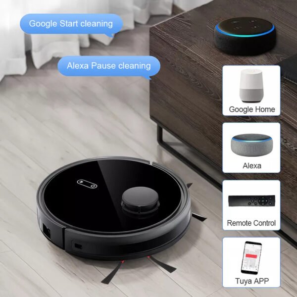 smart robot cleaner works with voice assistant